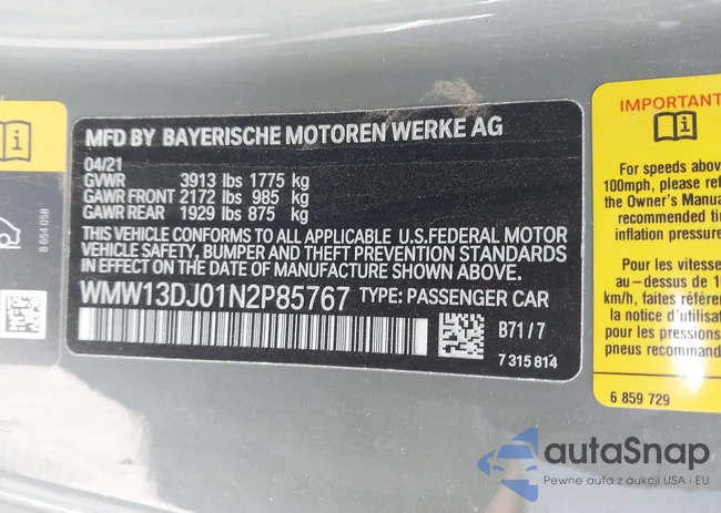 WMW13DJ01N2P85767: 41921346