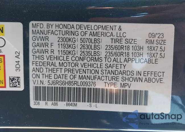 5J6RS6H85RL009376: 41920773