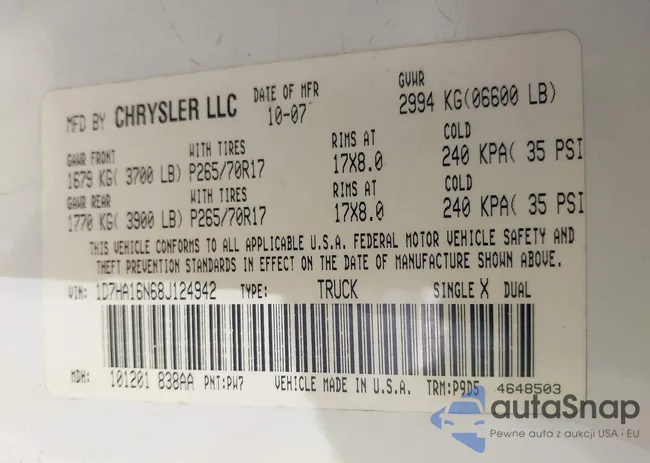 1D7HA16N68J124942: 41922166