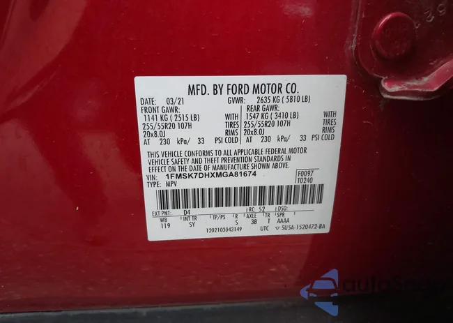 1FMSK7DHXMGA81674: 41922500