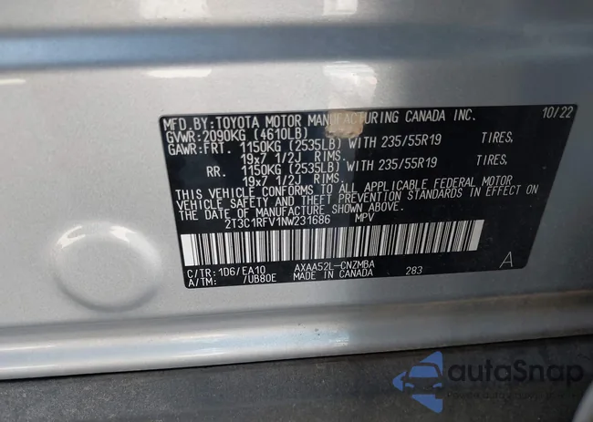 2T3C1RFV1NW231686: 41922592