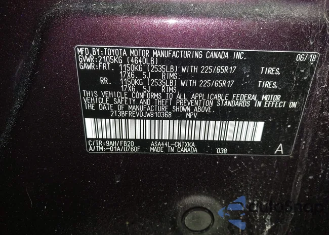 2T3BFREV0JW810368: 41921723