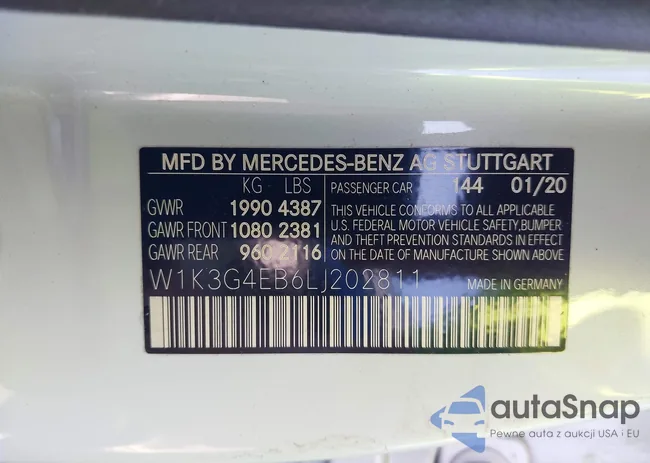 W1K3G4EB6LJ202811: 41921798