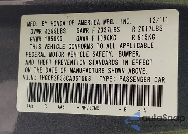 1HGCP2F38CA061568: 41921854