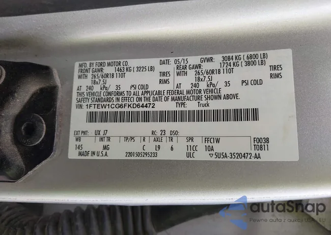 1FTEW1CG6FKD64472: 41921924