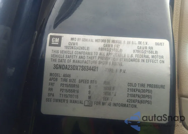 3GNDA23DX7S634421: 41923250