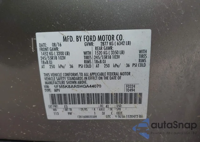 1FM5K8AR5HGA44070: 41923462