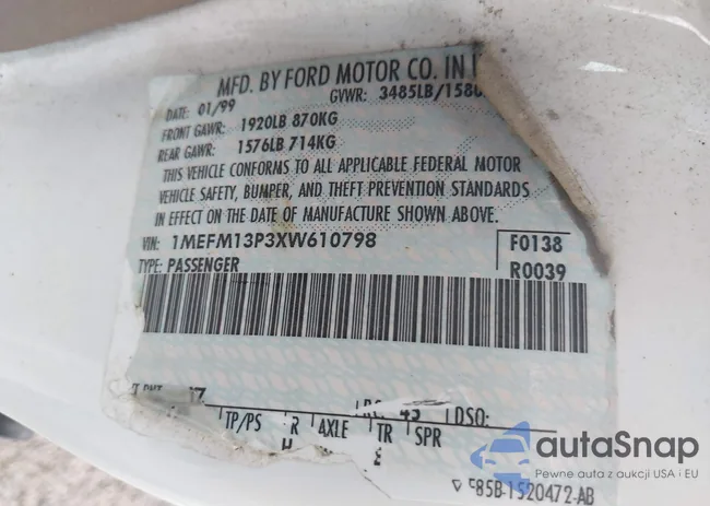 1MEFM13P3XW610798: 41922741