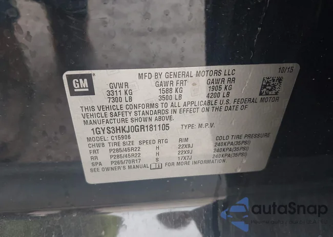 1GYS3HKJ0GR181105: 41922899