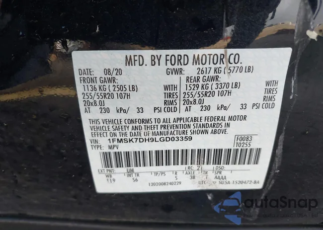 1FMSK7DH9LGD03359: 41924030