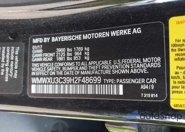 WMWXU3C39H2F48699: 41924423