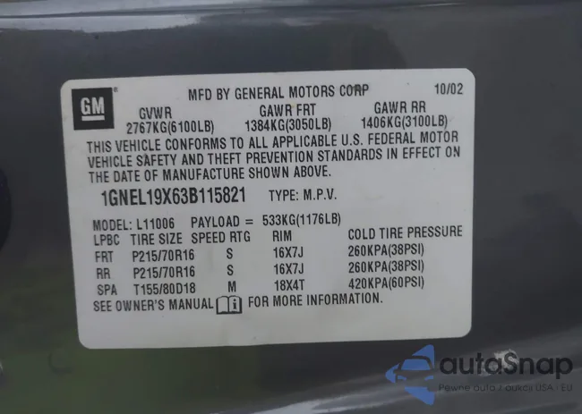 1GNEL19X63B115821: 41923632