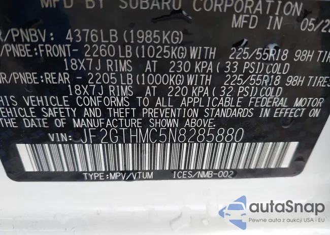 JF2GTHMC5N8285880: 41925263