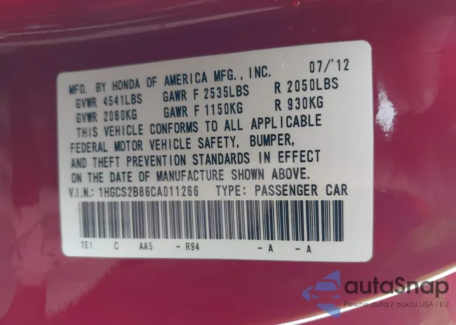 1HGCS2B86CA011266: 41925368