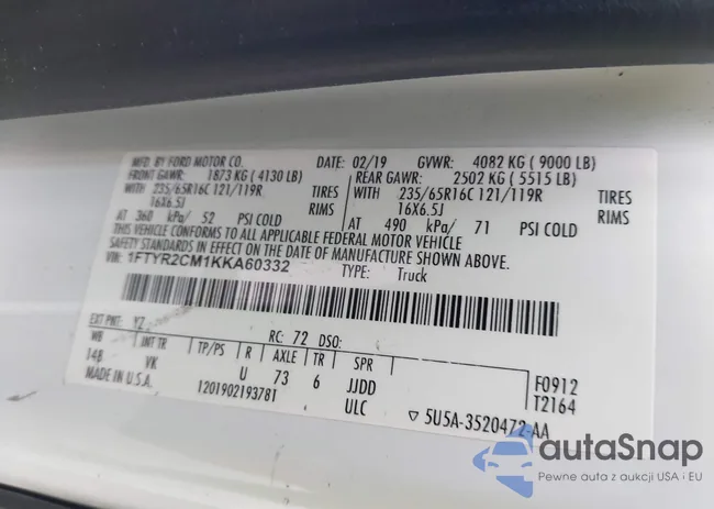 1FTYR2CM1KKA60332: 41925587