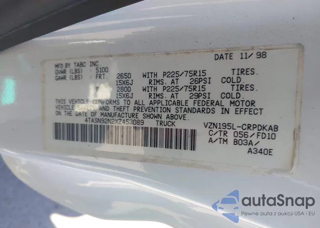 4TASN92N2XZ453089: 41926143