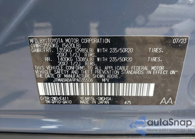 JTMABABA9PA035506: 41926175