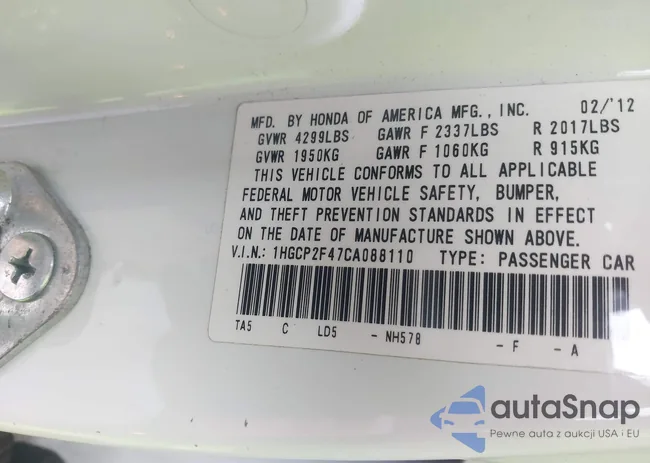 1HGCP2F47CA088110: 41928064