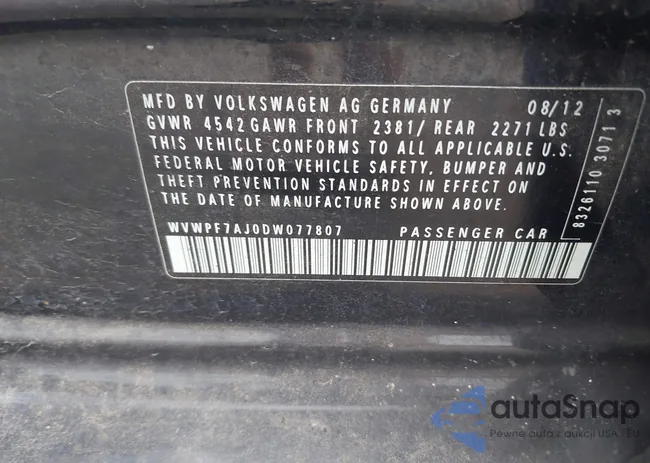 WVWPF7AJ0DW077807: 41928381