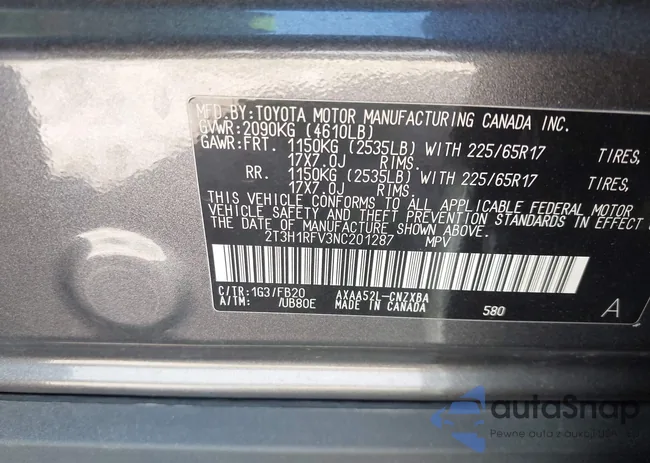 2T3H1RFV3NC201287: 41928585