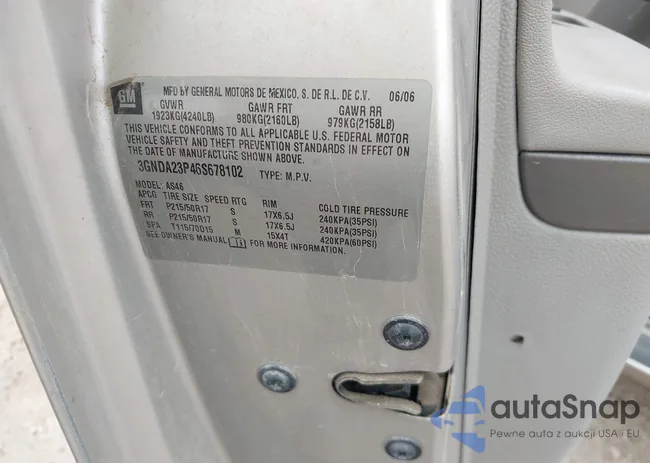 3GNDA23P46S678102: 41927888