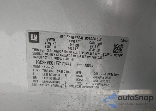 1GC2KVEG1FZ129441: 41930352