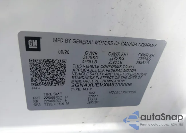 2GNAXUEVXM6103006: 41931128