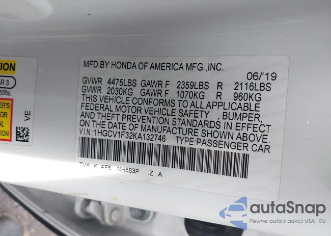 1HGCV1F32KA132746: 41931483