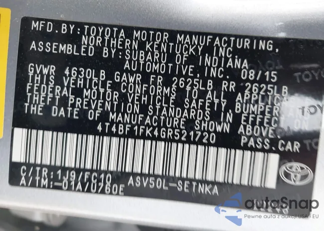 4T4BF1FK4GR521720: 41930712