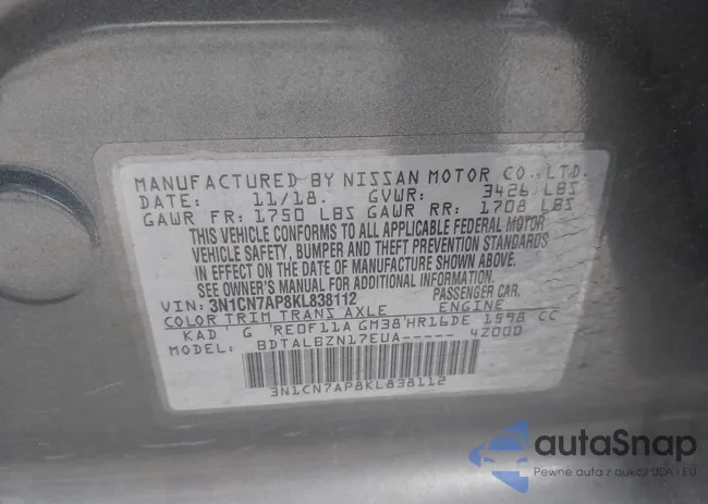 3N1CN7AP8KL838112: 41930746