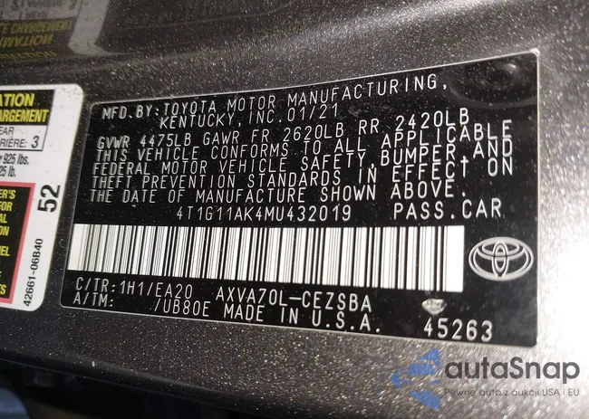 4T1G11AK4MU432019: 41930785