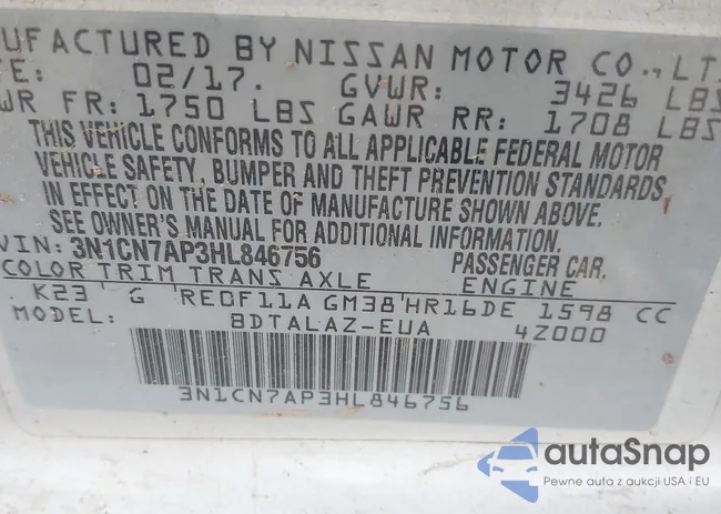 3N1CN7AP3HL846756: 41930809