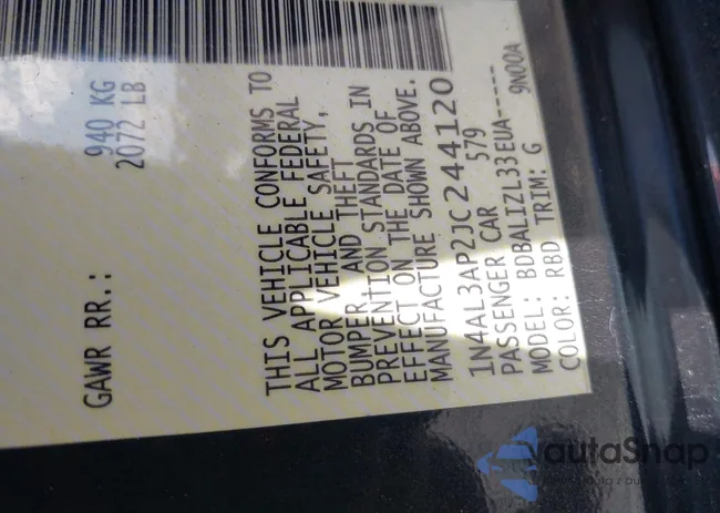 1N4AL3AP2JC244120: 41932233