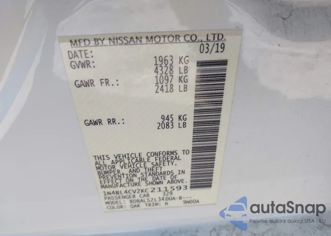 1N4BL4CV2KC211593: 41932311