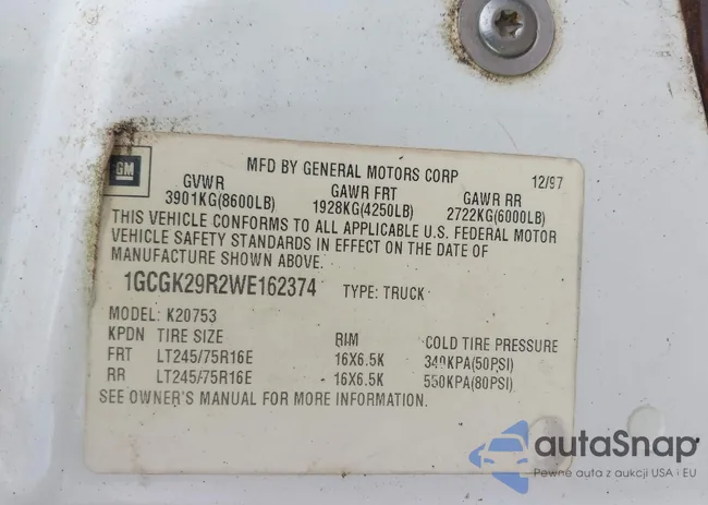 1GCGK29R2WE162374: 41931748