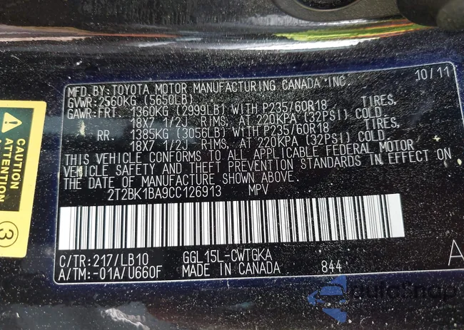 2T2BK1BA9CC126913: 41931750