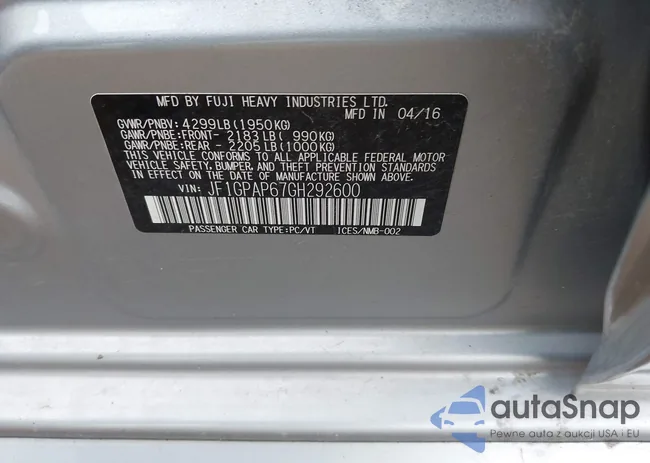 JF1GPAP67GH292600: 41931959