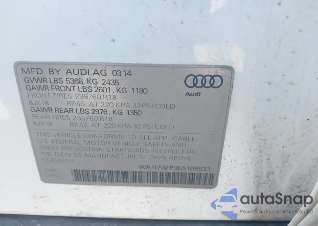 WA1LFAFP3EA106931: 41933150