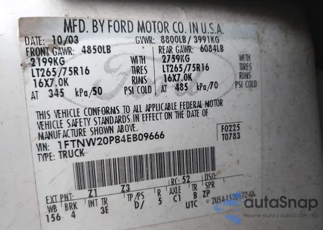 1FTNW20P84EB09666: 41932923