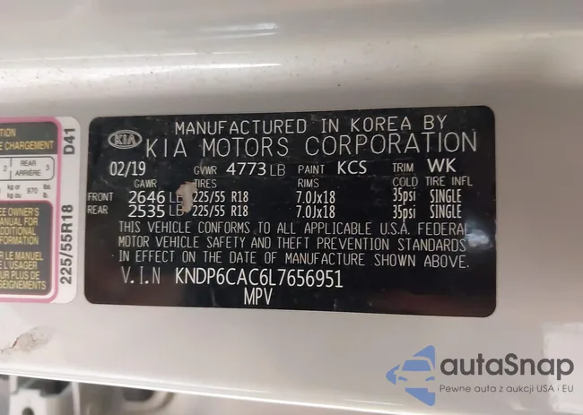 KNDP6CAC6L7656951: 41935600