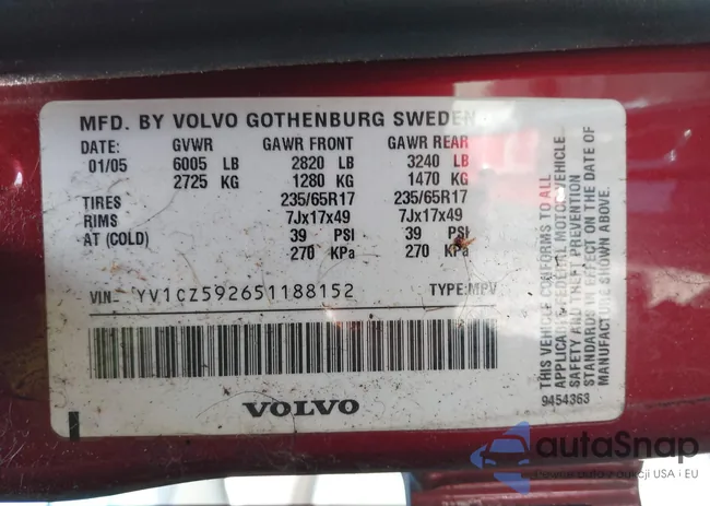 YV1CZ592651188152: 41936297