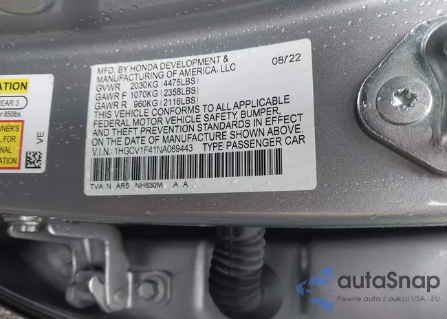 1HGCV1F41NA069443: 41935739