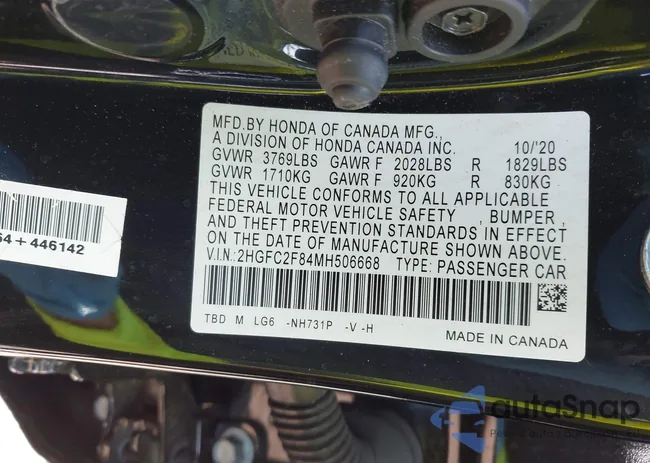 2HGFC2F84MH506668: 41936731