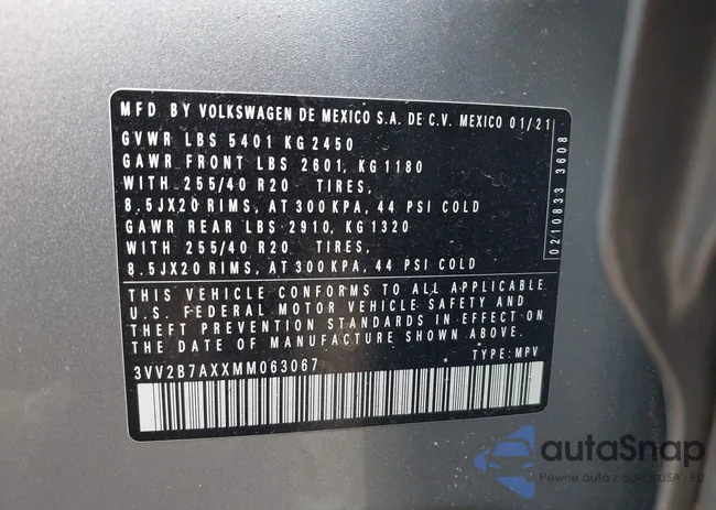 3VV2B7AXXMM063067: 41938673