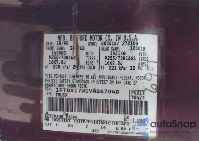 1FTDX17W1VNB67040: 41940240