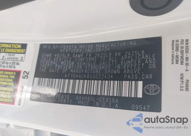 4T1DAACK8SU022434: 41939633