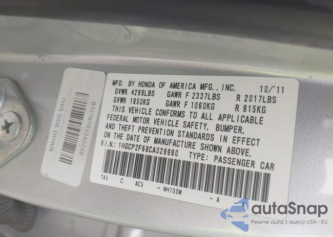 1HGCP2F68CA029990: 41941762