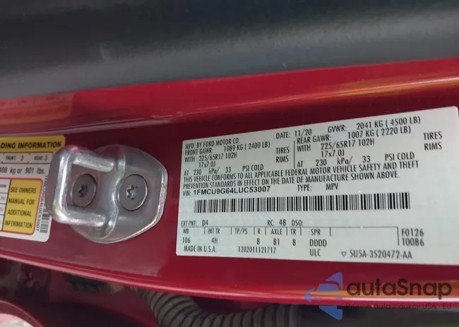 1FMCU9G64LUC53007: 41945361