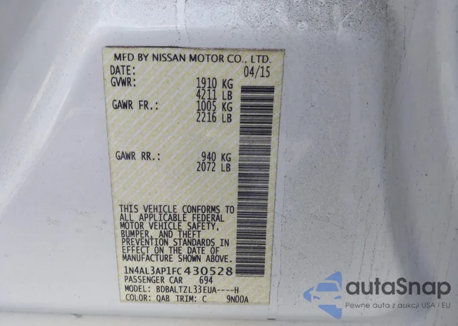 1N4AL3AP1FC430528: 41945494