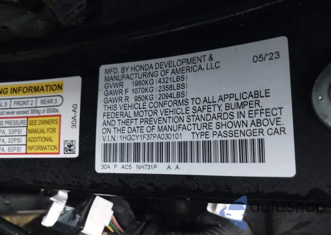 1HGCY1F37PA030101: 41946479